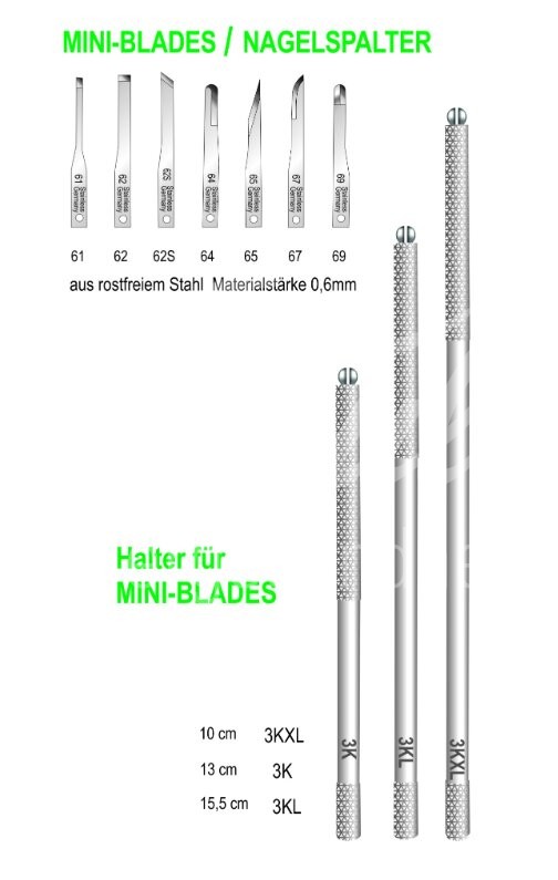 Mini Skalpellklingen Fig. 61 steril 10 Stück Mini Skalpellklingen Fig. 61 steril 10 Stück