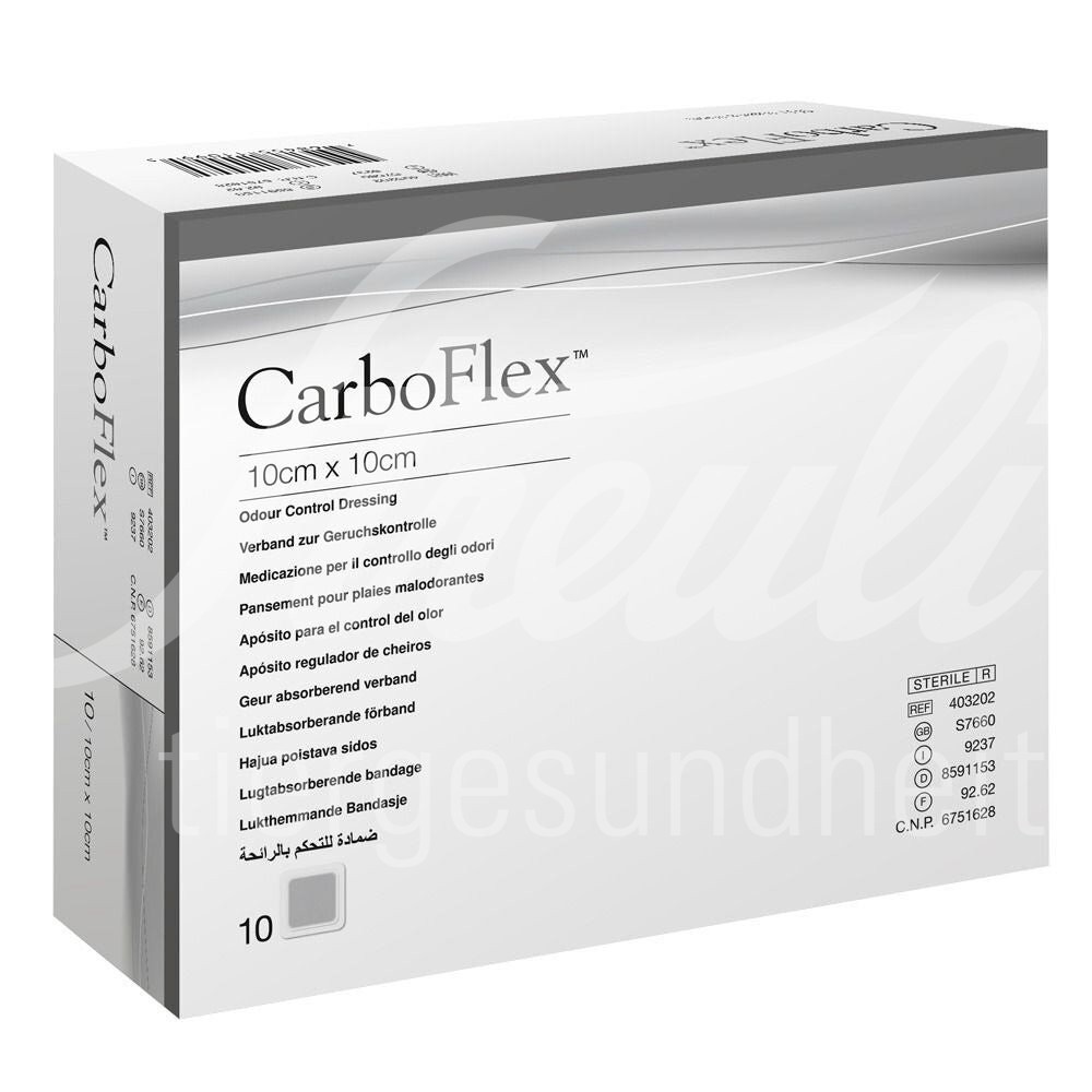 Carboflex Aktivkohle Verband 10x10cm steril 10 Stk