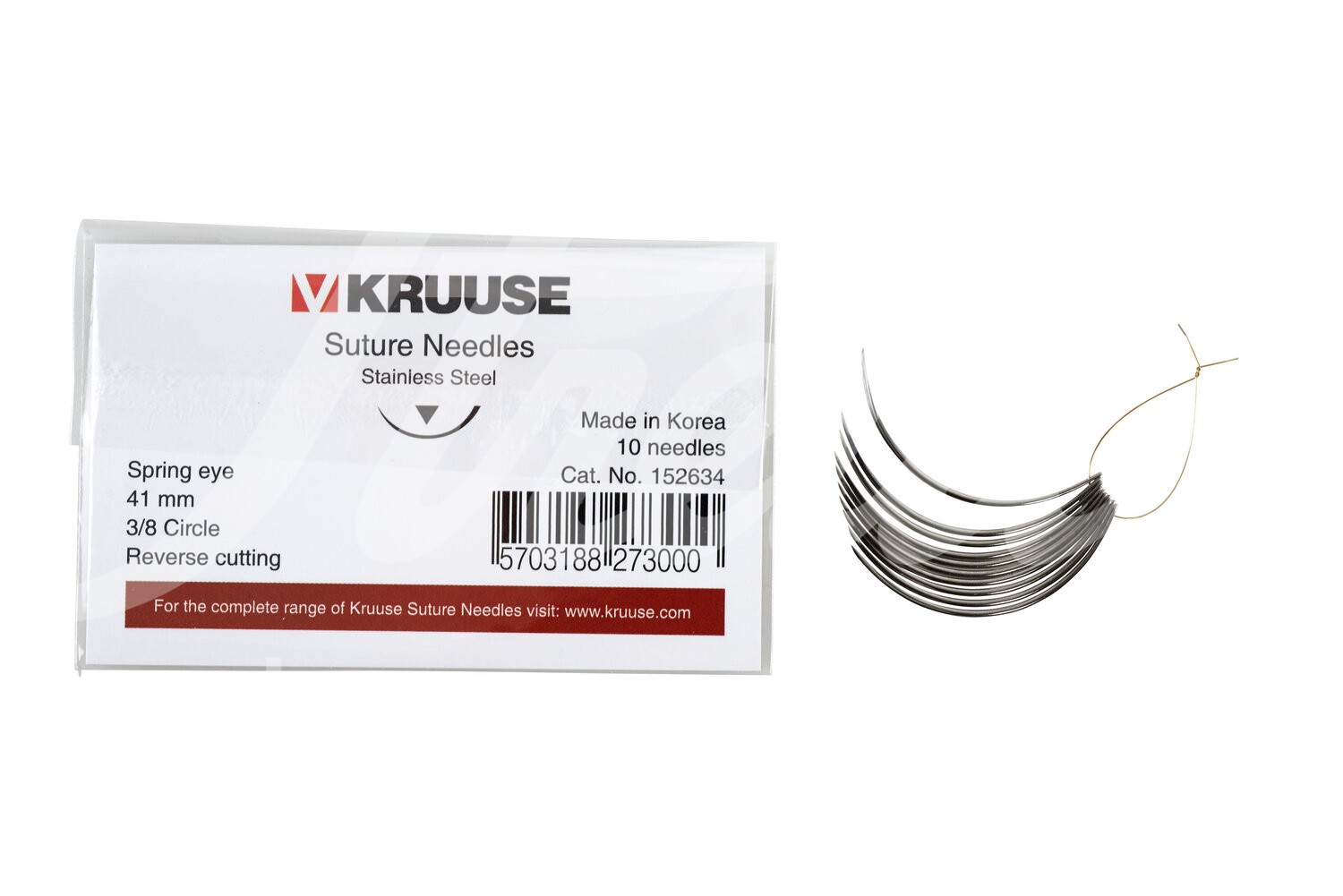 KRUUSE Wundnadel Federöhr 3/8-Kreis aussen schn. 41mm 10Stk.