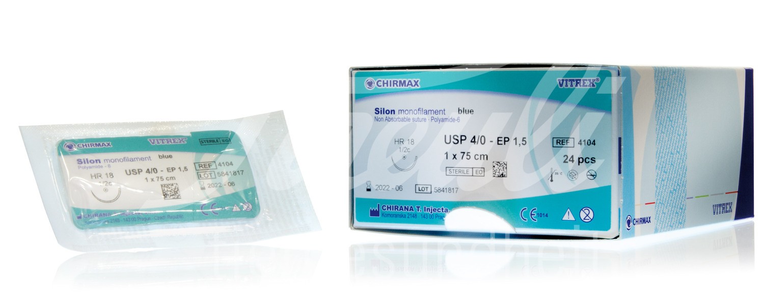 Vitrex Silon monofil blau USP 3-0 DS 19mm 75cm 24 Stk.