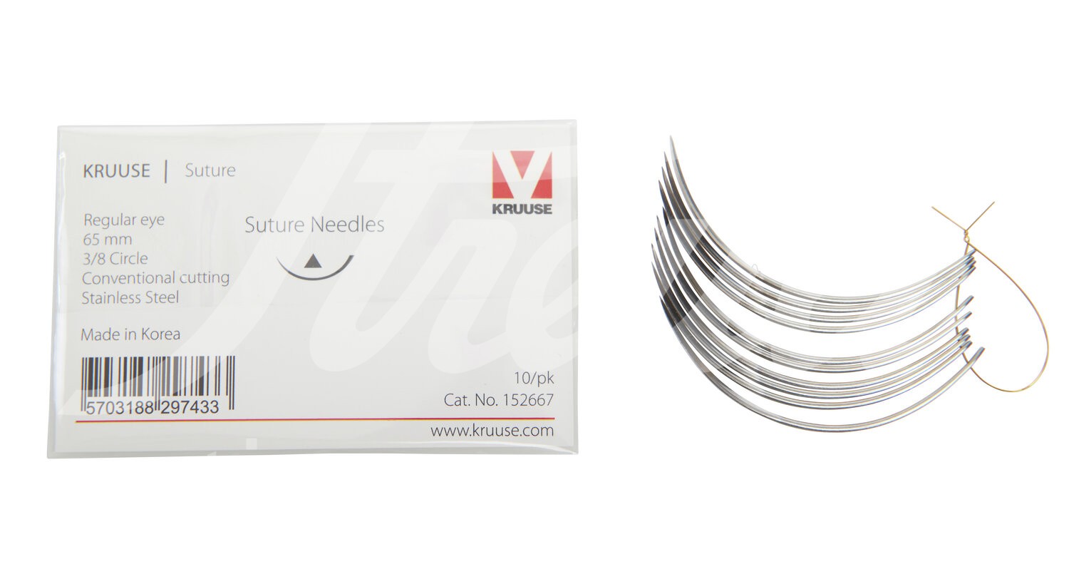 KRUUSE Wundnadel Normalöhr 3/8-Kreis innen schn. 65mm 10Stk.