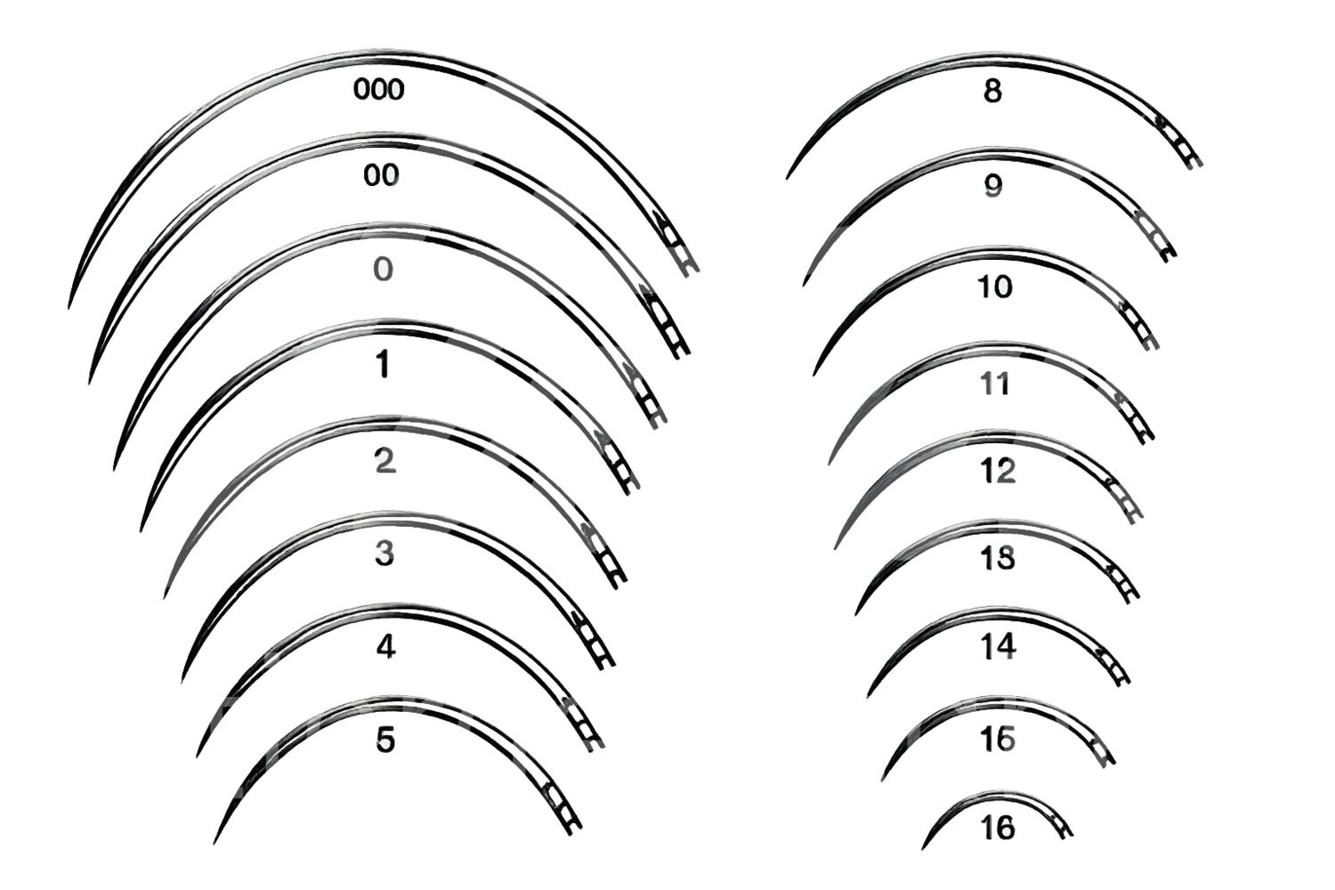 Aesculap Wundnadel Federöhr 3/8-Kreis Rund 102mm 12 Stk.