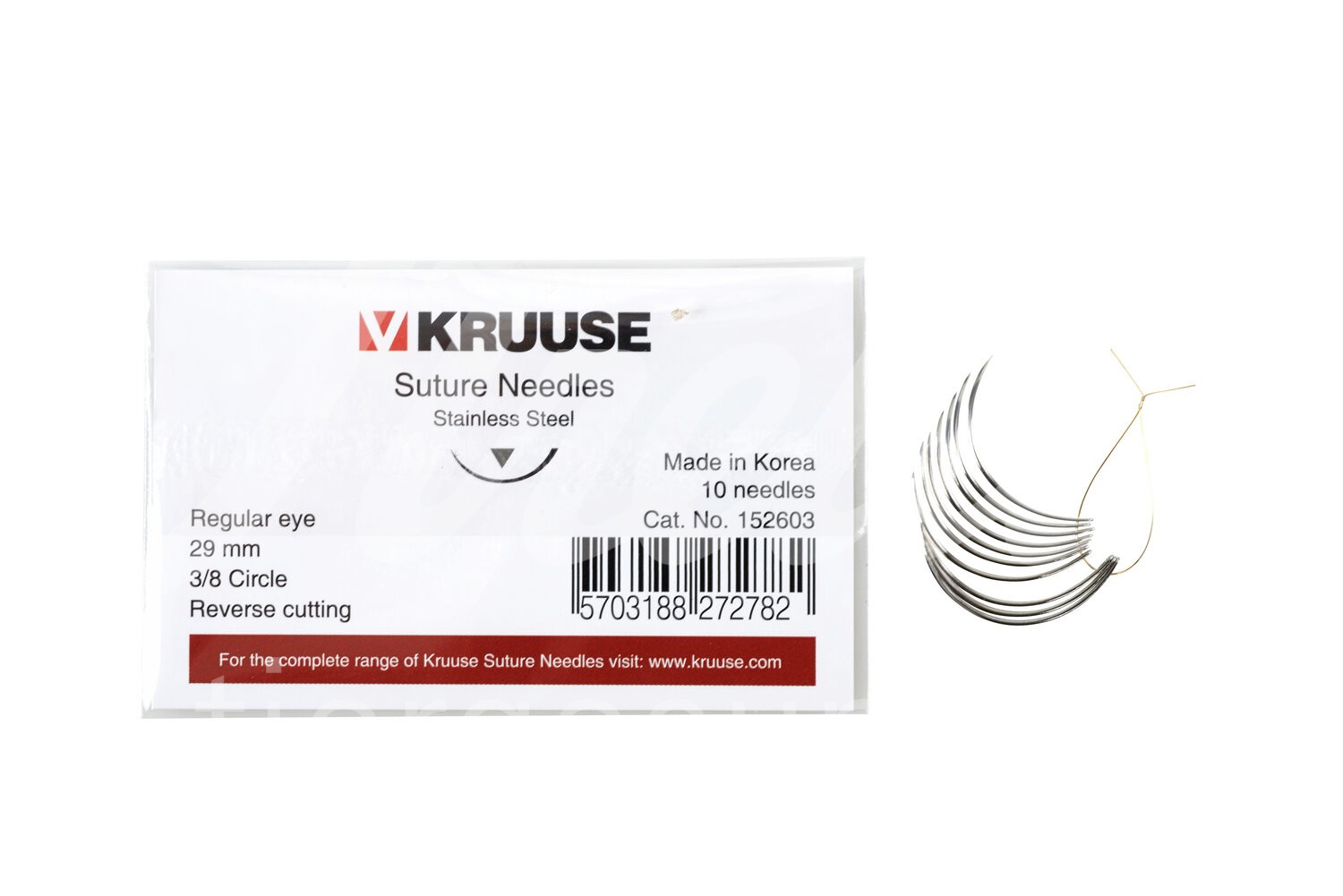 KRUUSE Wundnadel Normalöhr 3/8-Kreis aussen schn. 29mm 10Stk.