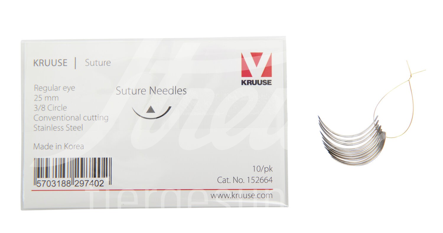 KRUUSE Wundnadel Normalöhr 3/8-Kreis innen schn. 25mm 10Stk.