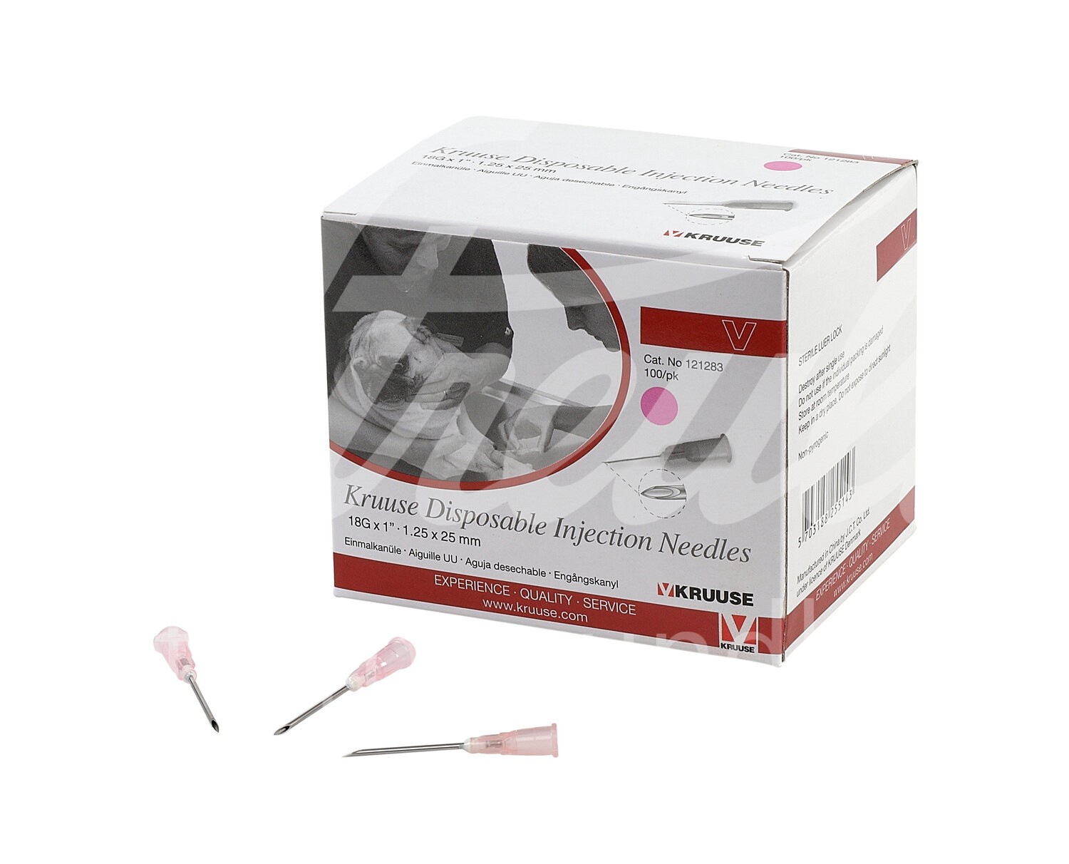 KRUUSE Einmalkanüle 18G 1,25 x 25 mm rosa 100 Stück KRUUSE Einmalkanüle 18G 1,25 x 25 mm rosa 100 Stück