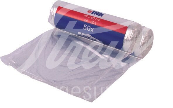 Müllbeutel 49 x 60 cm, transparent, 30ltr. 50 Stück