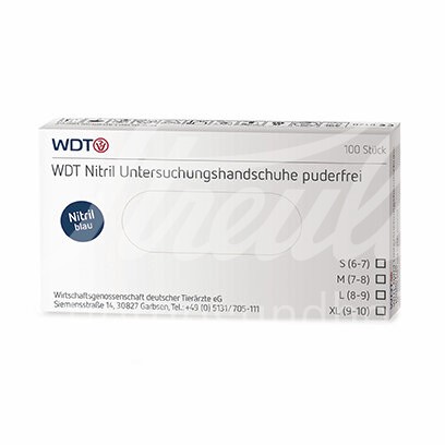 WDT Nitril US-Handschuh L puderfr. blau 100 Stück WDT Nitril US-Handschuh L puderfr. blau 100 Stück