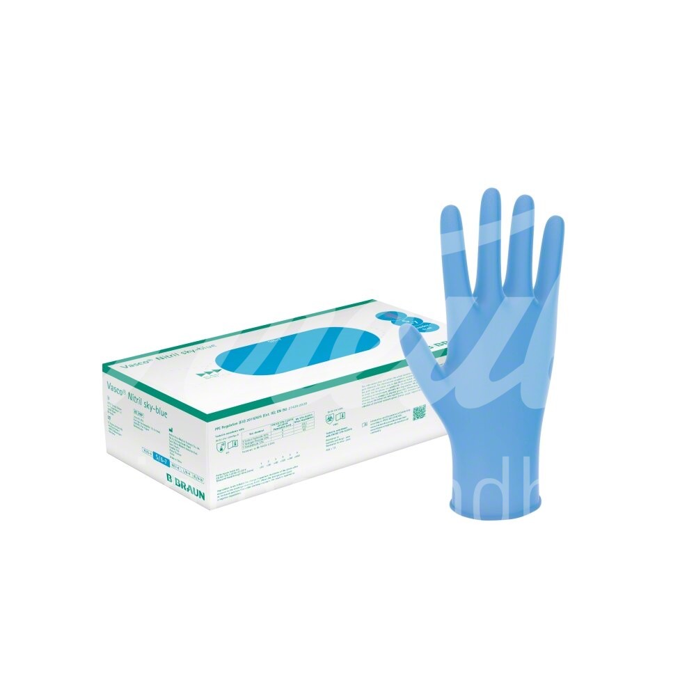 Vasco Nitril sky-blue US-Handschuh L puderfr. blau 150 Stk