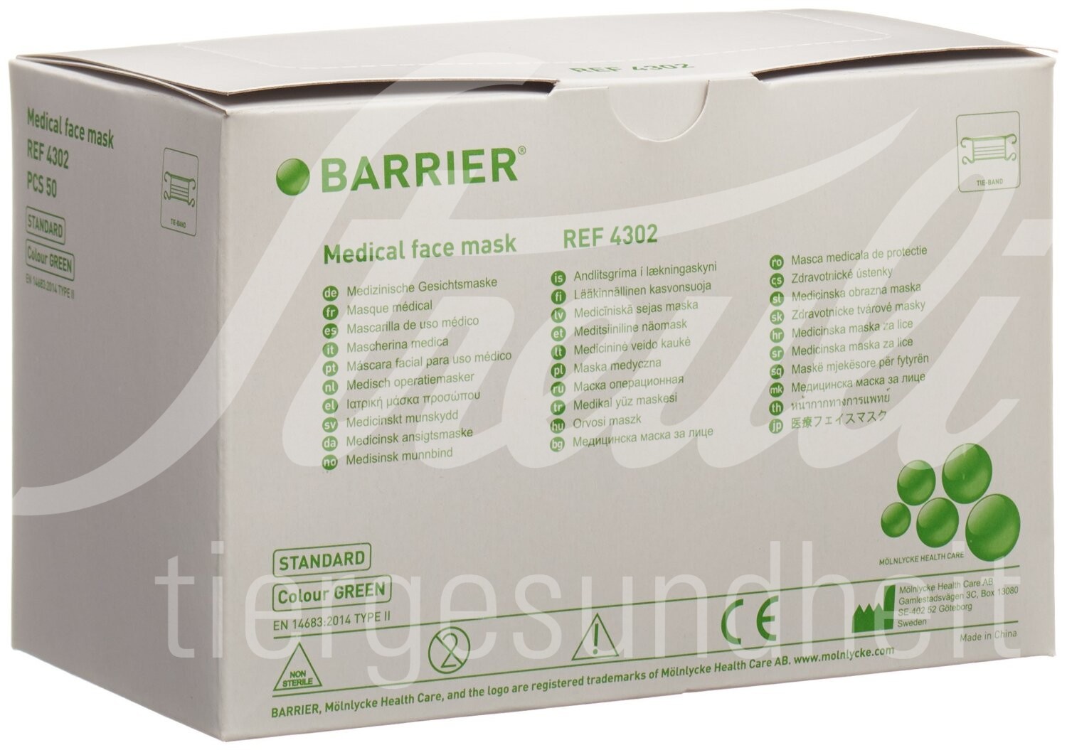 BARRIER OP-Maske Basic Typ II Bindebänder grün 50 Stk