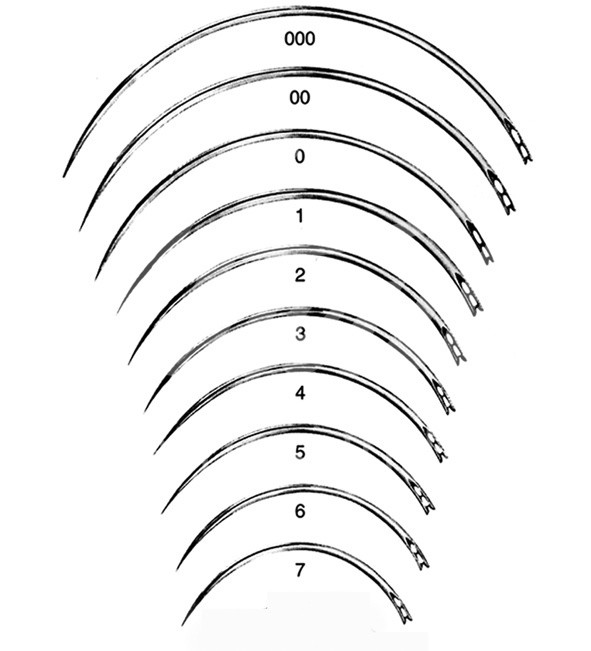 Aesculap Wundnadel Federöhr 3/8-Kreis schneid. 102mm 12Stk.