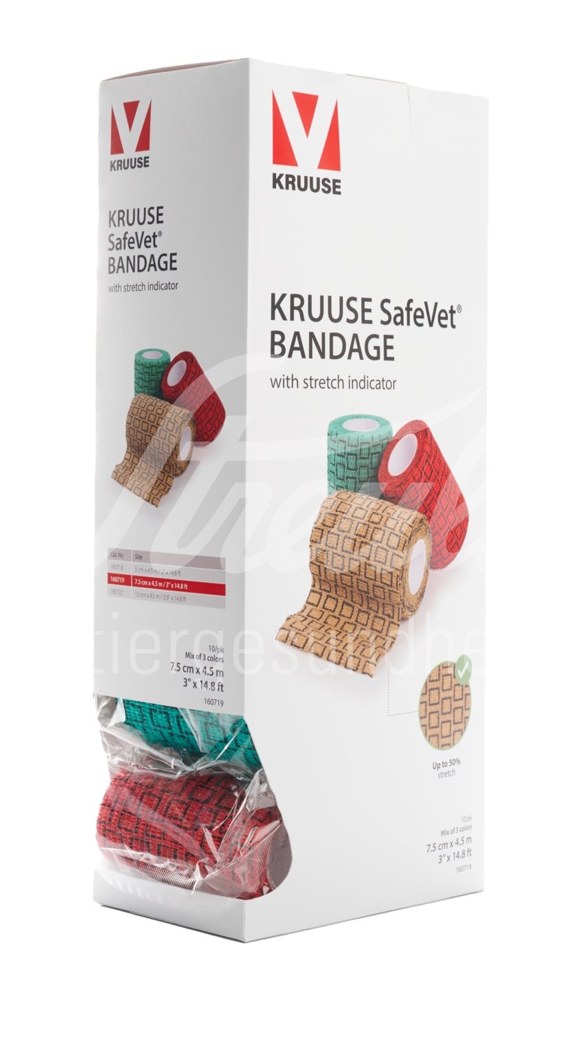 KRUUSE SafeVet Bandage m.Dehnungsanz. 5cm x 4.5m 10 Stk.