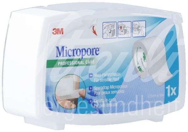 3M Micropore Vlies Rollenpflaster mit Dispenser 12.5mmx5m weiss 3M Micropore Vlies Rollenpflaster mit Dispenser 12.5mmx5m weiss
