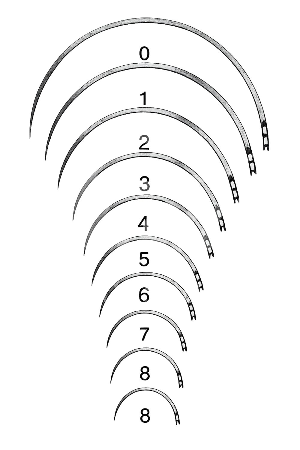 Aesculap Darmnadel Federöhr 1/2-Kreis Rund 18mm 12 Stk.