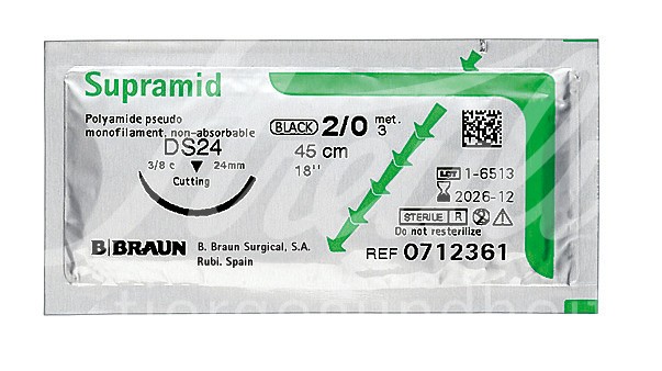 B.Braun Supramid schwarz Flachspule USP 6 25 m 1 Stk.