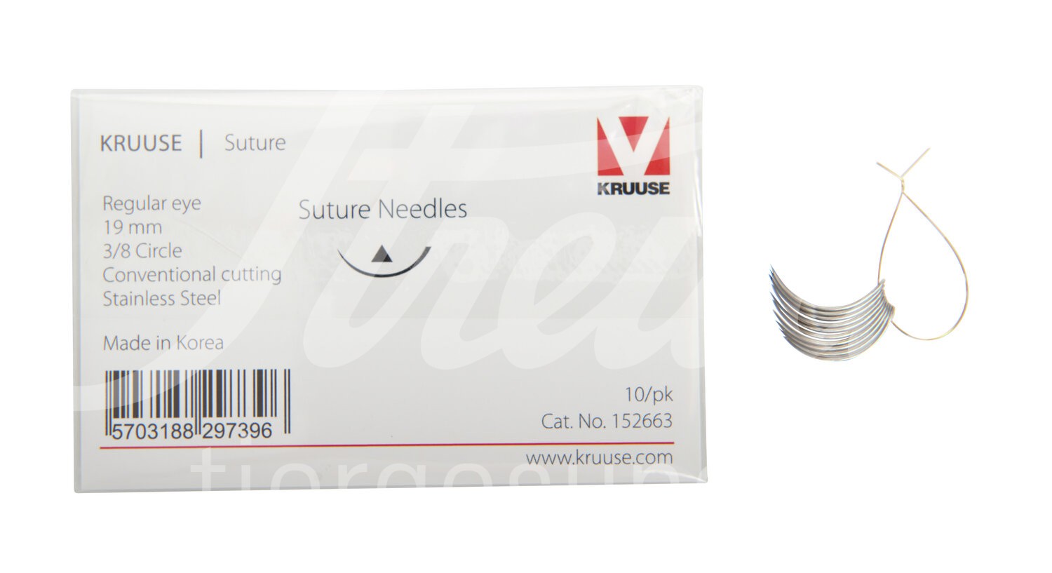 KRUUSE Wundnadel Normalöhr 3/8-Kreis innen schn. 19mm 10Stk.