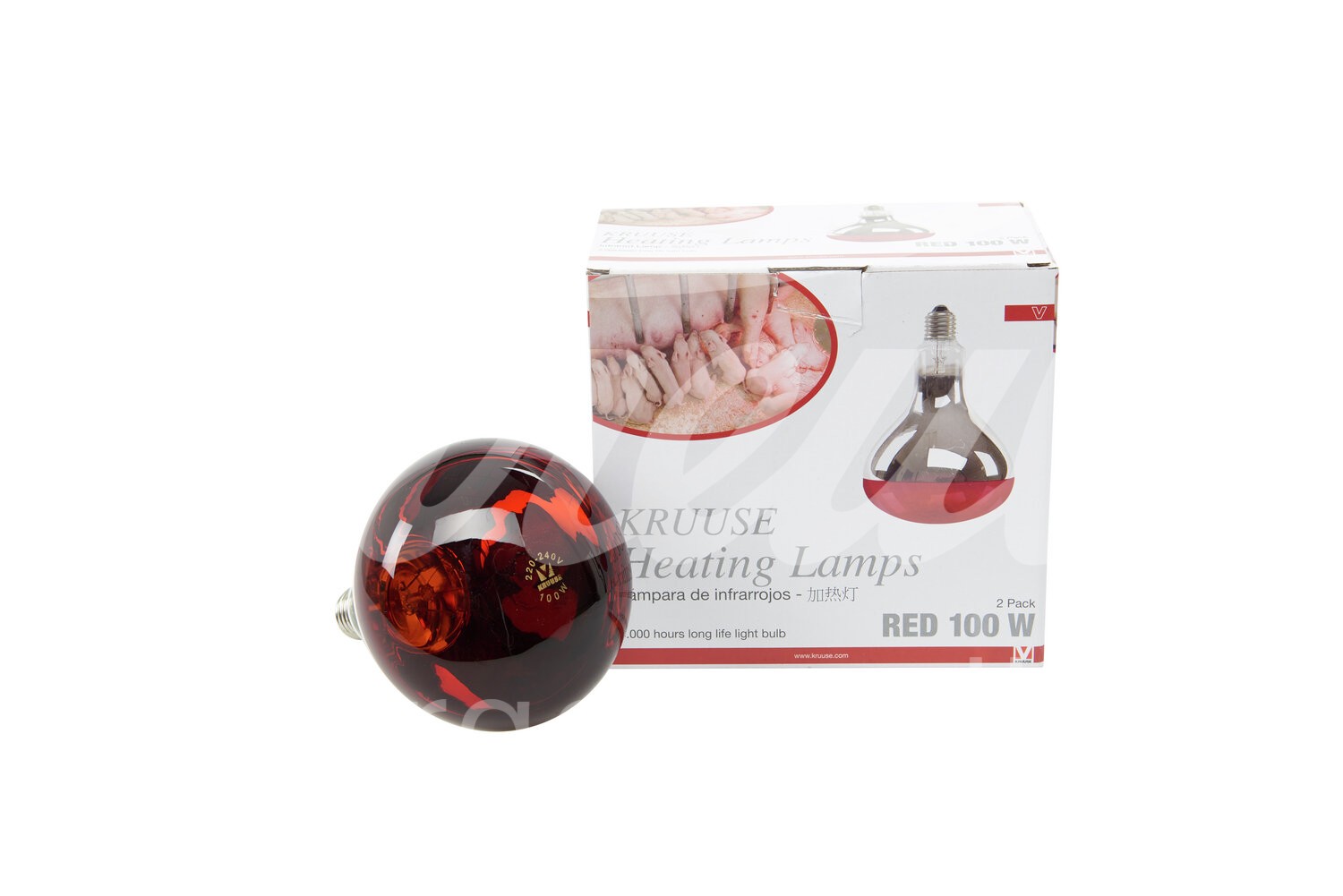 KRUUSE Heizlampe 100W rot E27 2 Stück