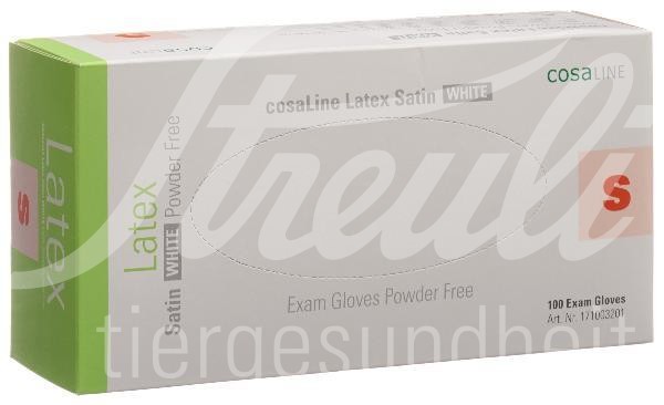 cosaLine Untersuchungshandschuhe L Latex Satin weiss puderfrei 100 Stk