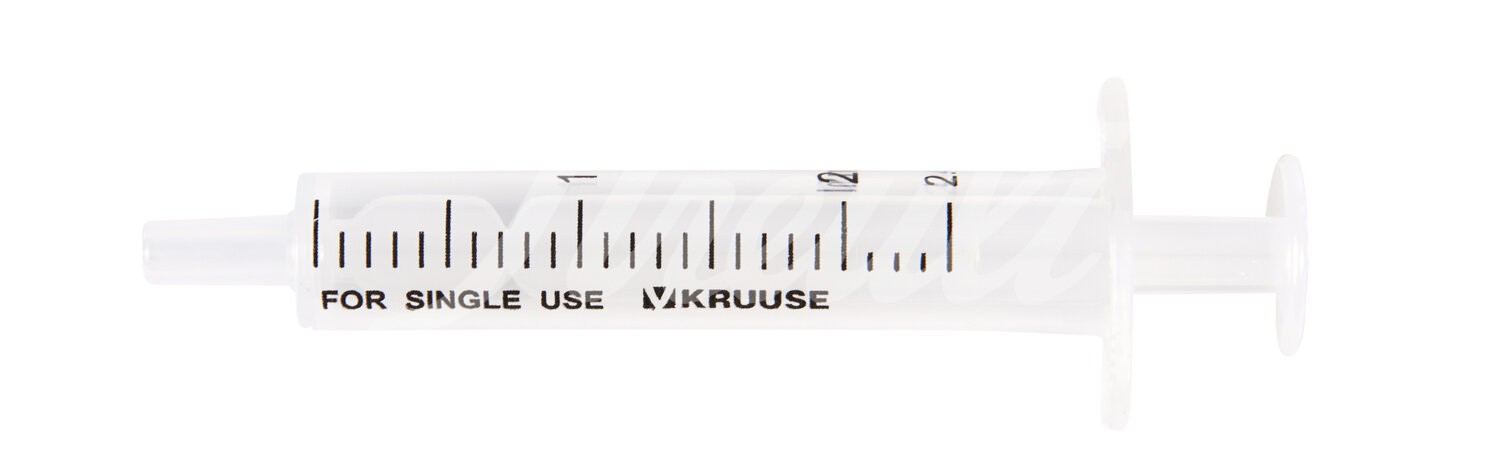 KRUUSE Einmalspritze 2-teilig Luer 2ml (2.4 ml) 100 Stück