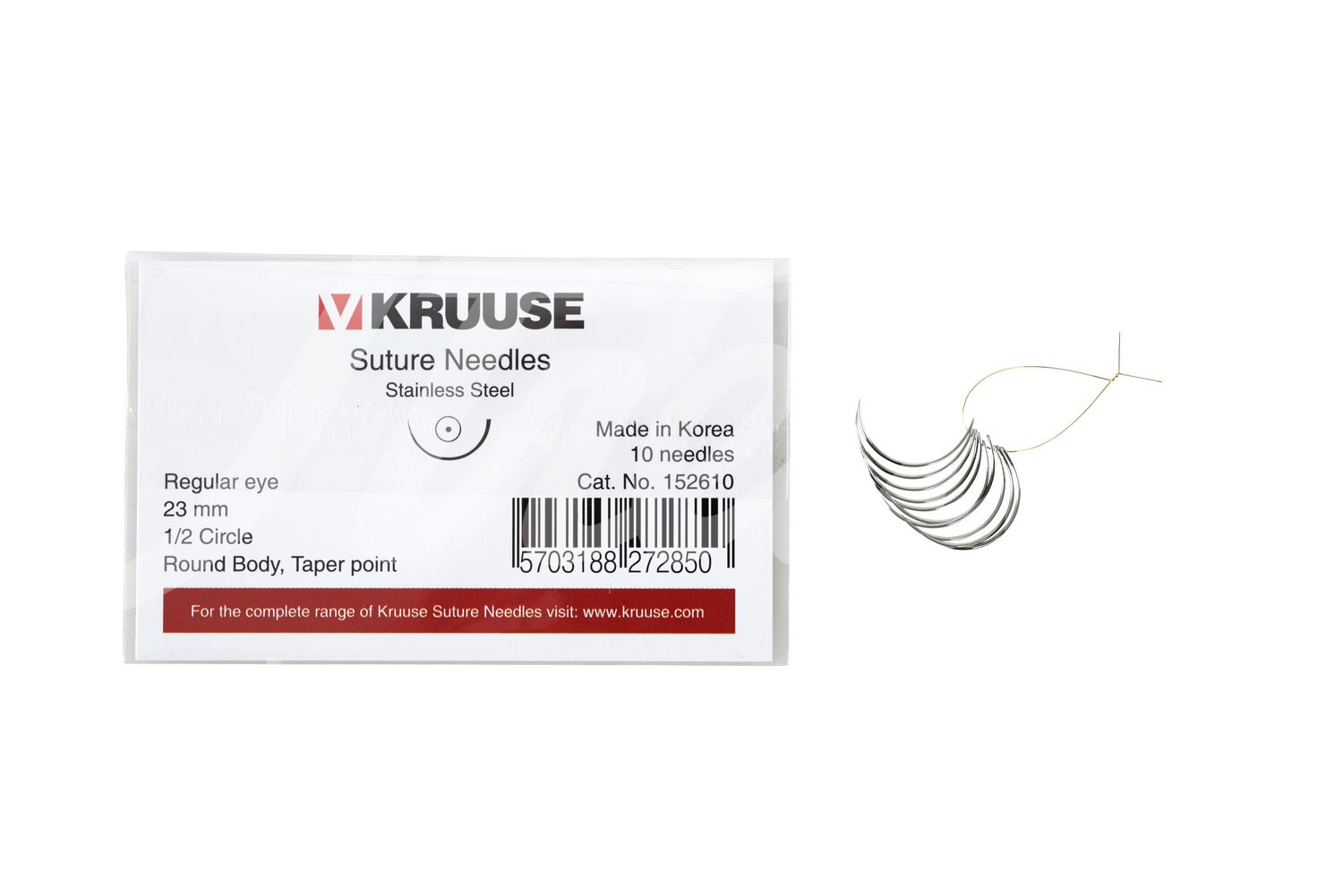 KRUUSE Wundnadel Normalöhr 1/2-Kreis Rund 23mm 10 Stk.