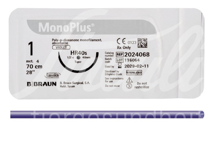 B.Braun MonoPlus viol. loop USP 1 HR 48 mm 150 cm 12 Stk.