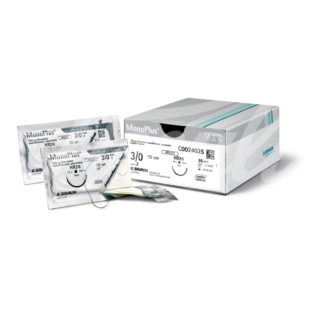 B.Braun MonoPlus viol. loop USP 0 FRT 65 mm 150 cm 24 Stück