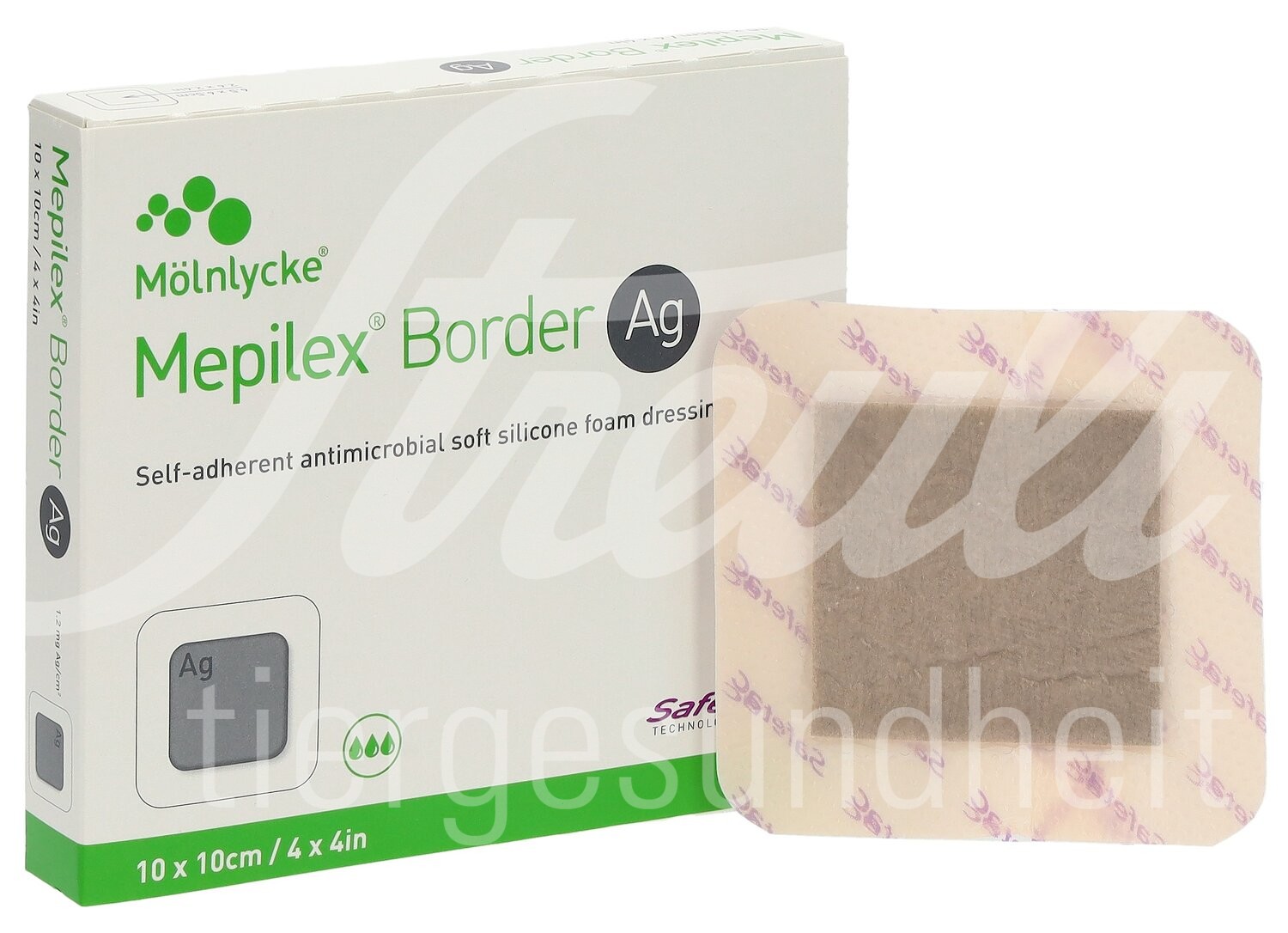 Mepilex Ag Border Schaumverband 10x10cm 5 Stk