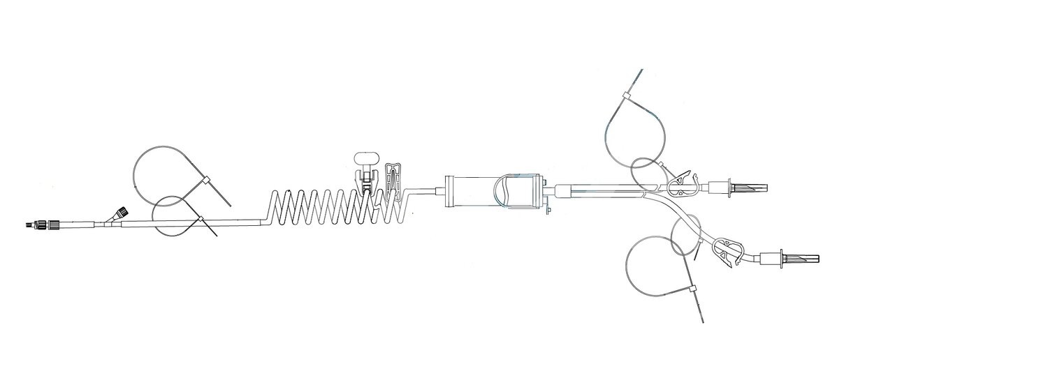FV Infusionsleitung PUR mit 2-Spike 20 L/Std 4.8 m 5 Stück
