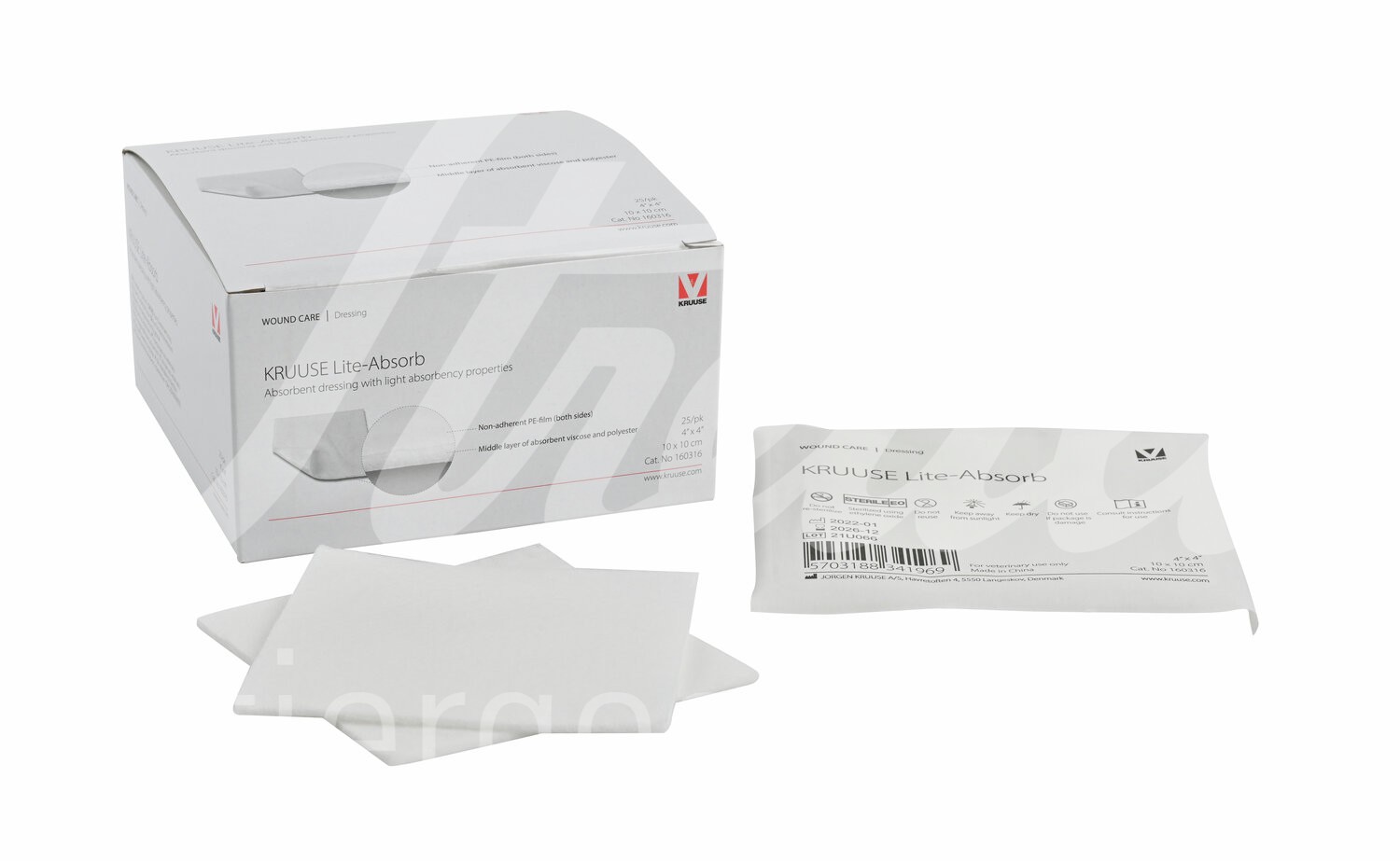 KRUUSE Lite-Absorb 10 x 10 cm saugfähige Wundauflage 25 Stk