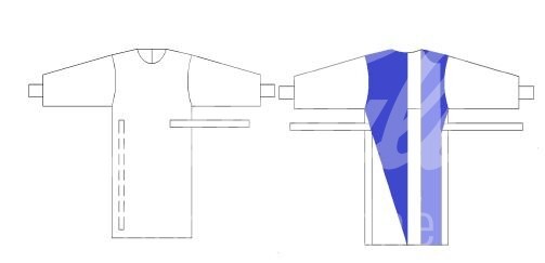 KRUUSE verstärkter Einweg-OP-Mantel Gr. L 130 cm 25 Stk