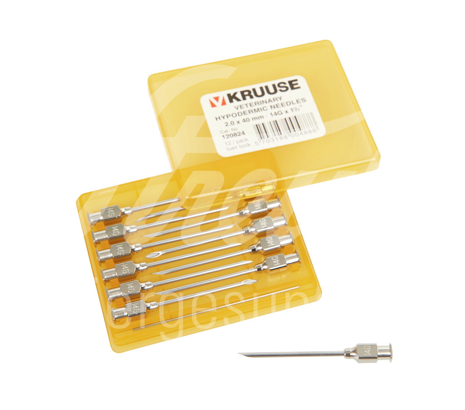 KRUUSE Vet Kanüle 14G 2.0 x 40 mm Luer Lock 12 Stk.