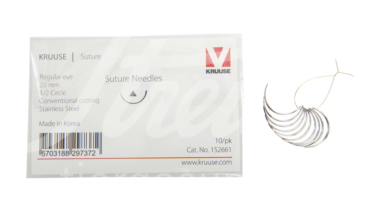 KRUUSE Wundnadel Normalöhr 1/2-Kreis innen schn. 25mm 10Stk.