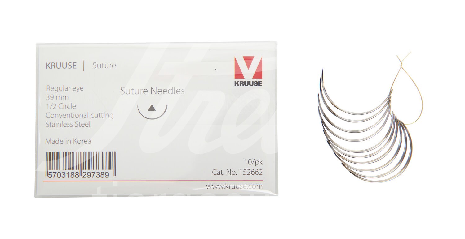 KRUUSE Wundnadel Normalöhr 1/2-Kreis innen schn. 39mm 10Stk.