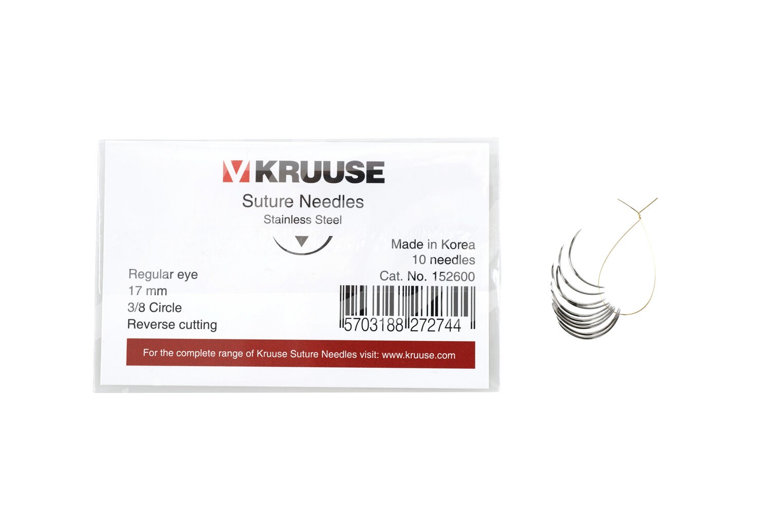 KRUUSE Wundnadel Normalöhr 3/8-Kreis aussen schn. 17mm 10Stk.