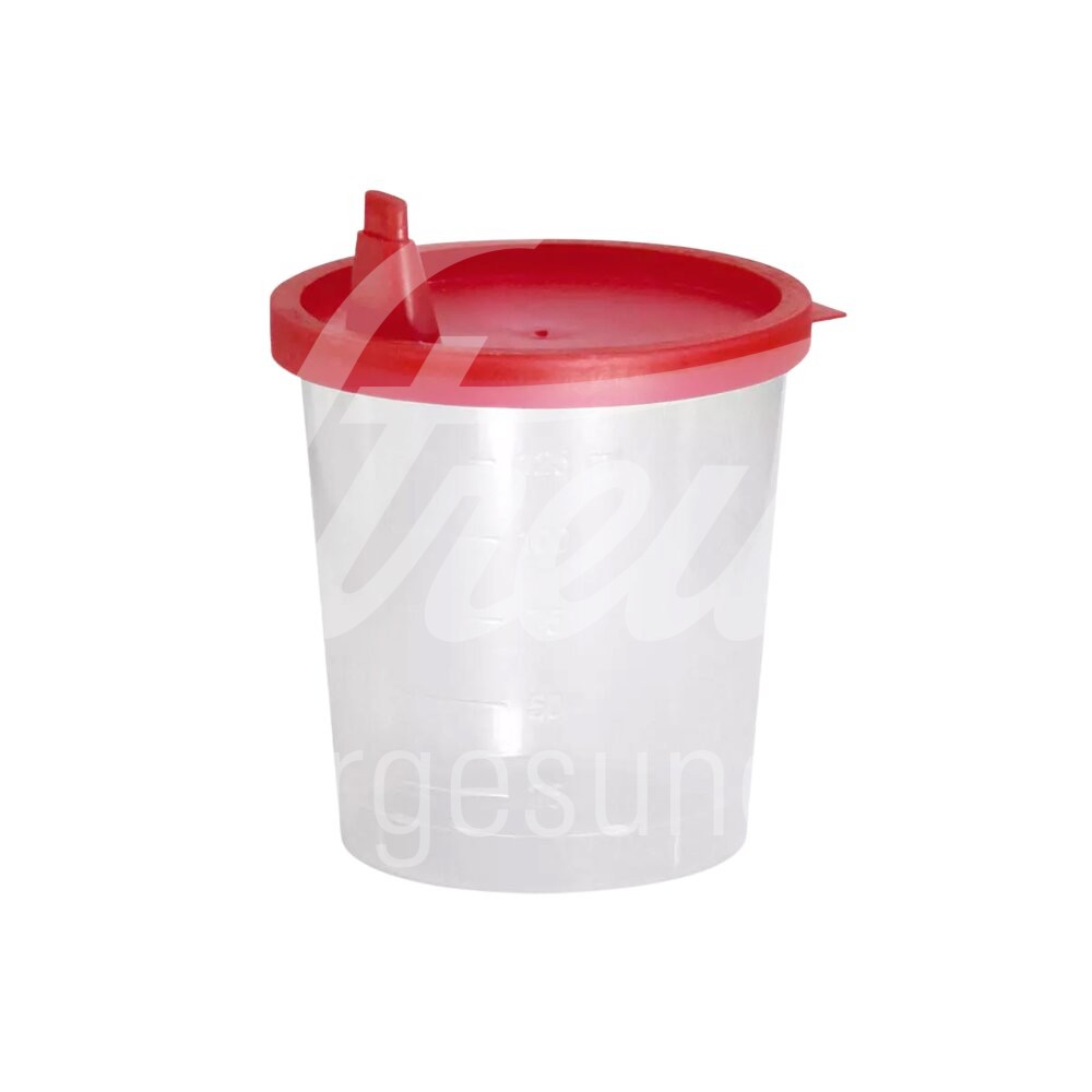 Urinbecher 125 ml unsteril mit rotem Stülpdeckel 100 Stück