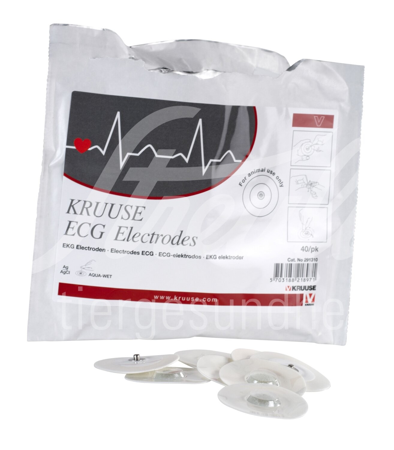 KRUUSE EKG Elektroden mit Gel rund 40 Stück