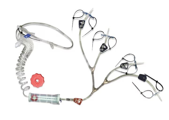 Infusionsleitung Aniset L/A mit 4 Spike & m. Bürette 1 Stück