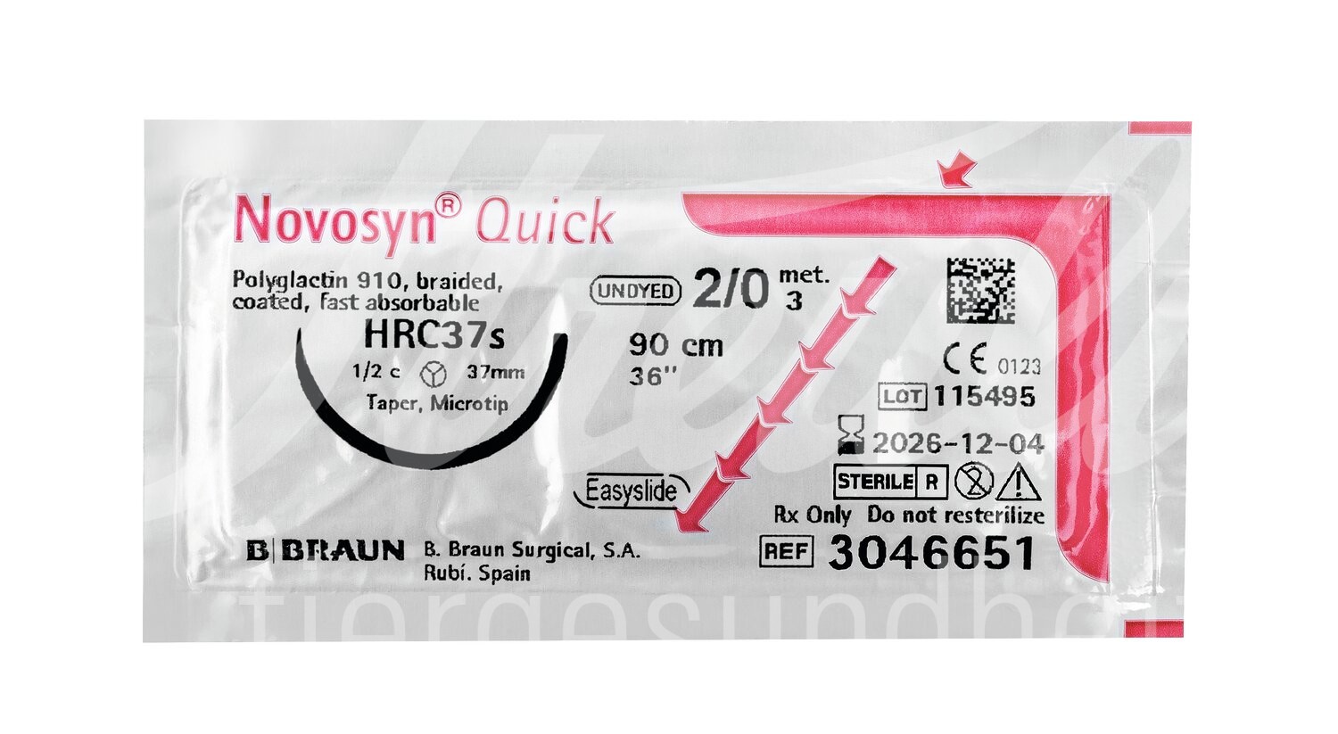 B.Braun Novosyn Quick ungefärbt USP 1 HRs 40 mm 90 cm 36 Stk.