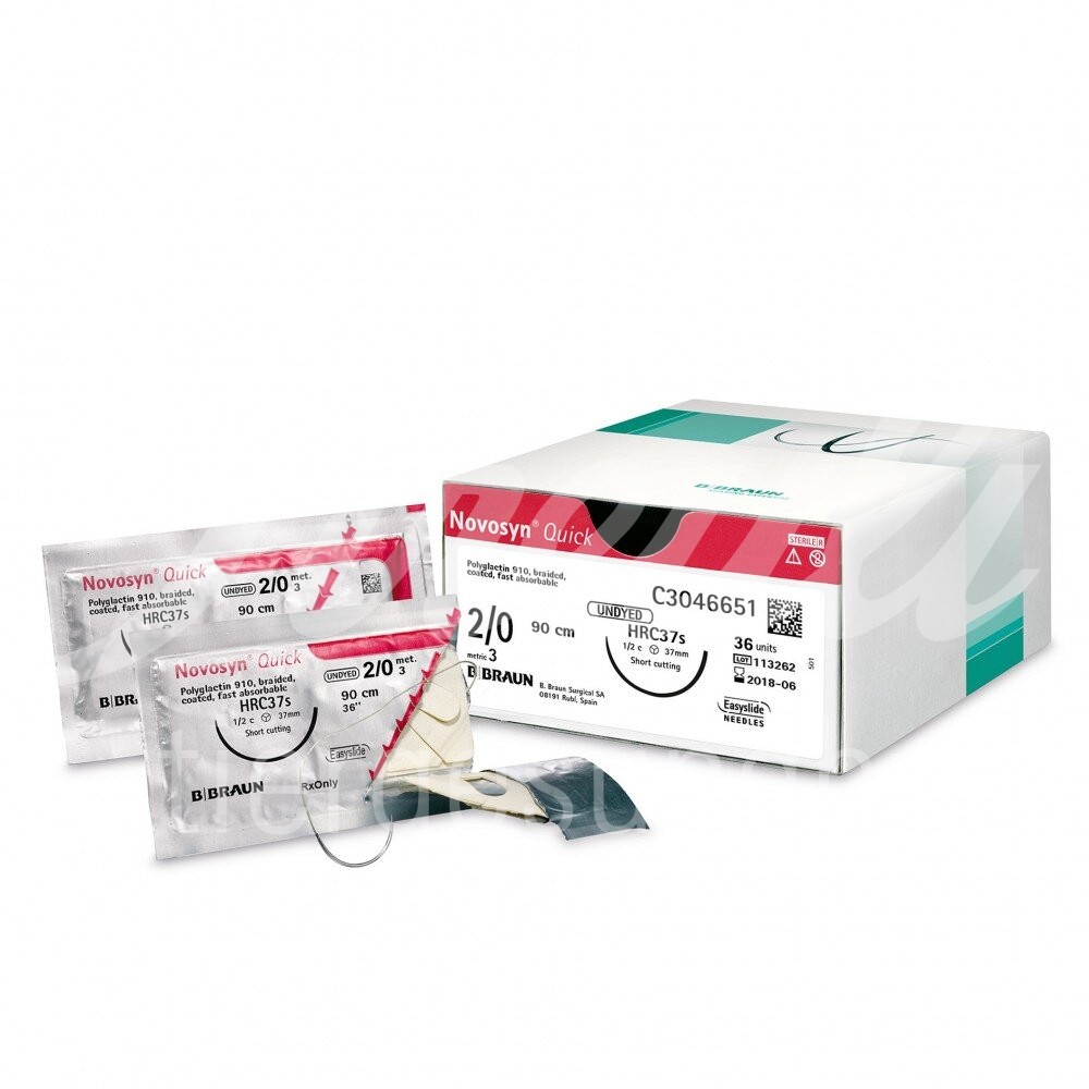 B.Braun Novosyn Quick ungefärbt USP 0 HR 37 mm 70 cm 36 Stk.