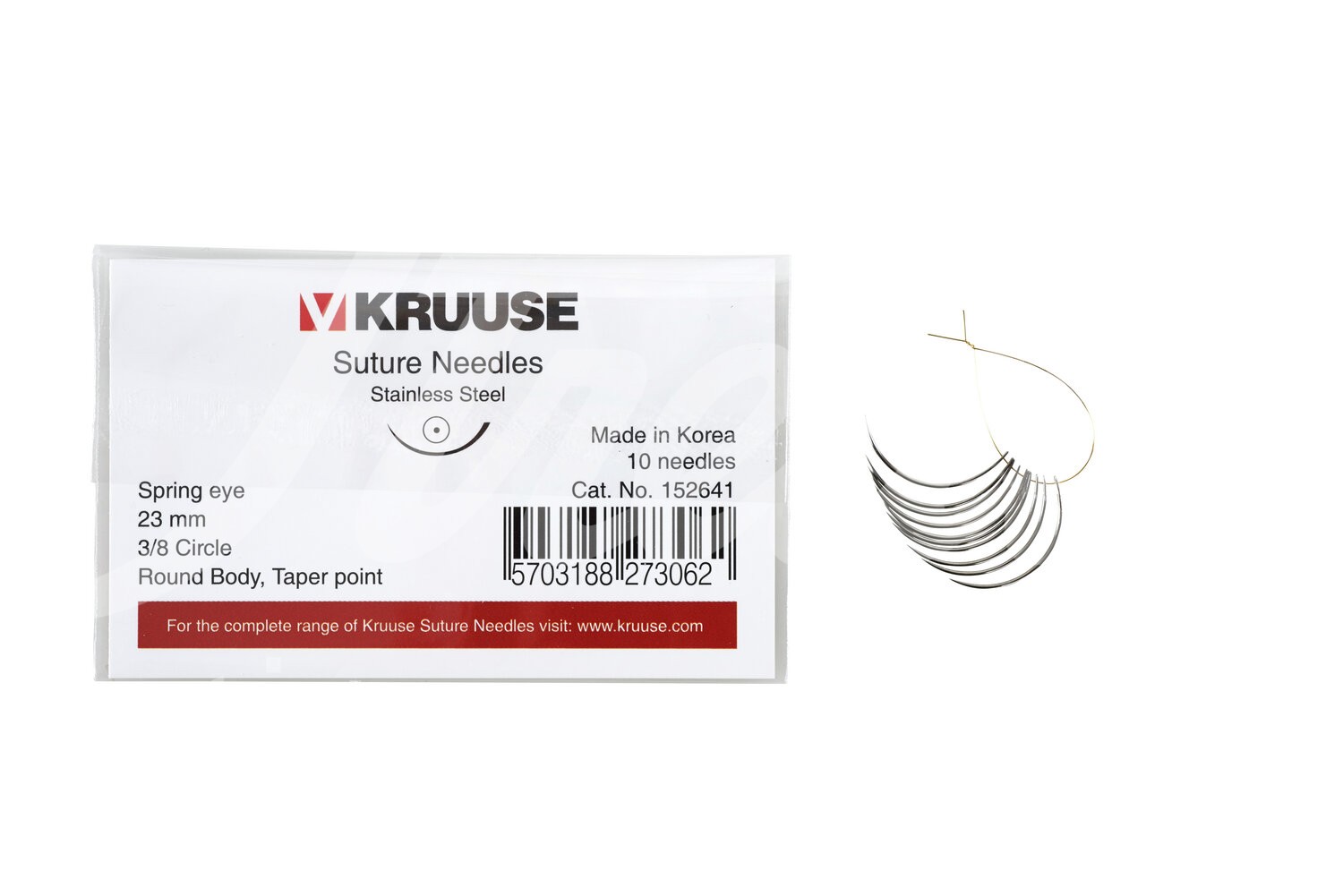 KRUUSE Wundnadel Federöhr 3/8-Kreis Rund 23mm 10 Stk.