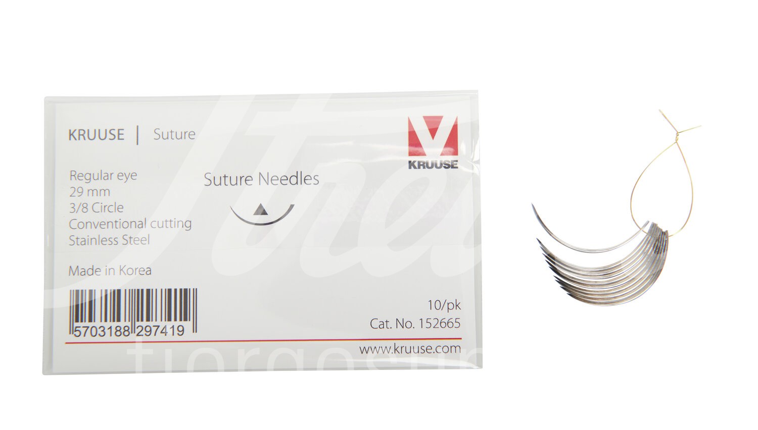 KRUUSE Wundnadel Normalöhr 3/8-Kreis innen schn. 29mm 10Stk.