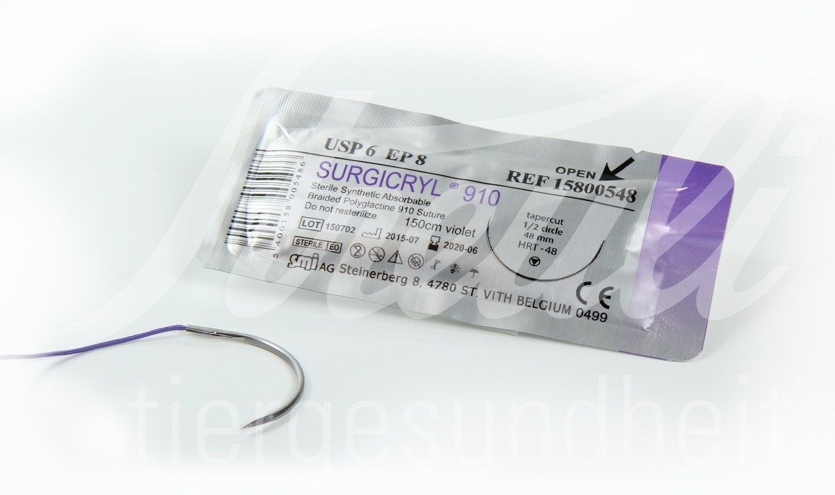 Surgicryl 910, USP 6, EP 8, HRT 48, 150 cm 12 Stück