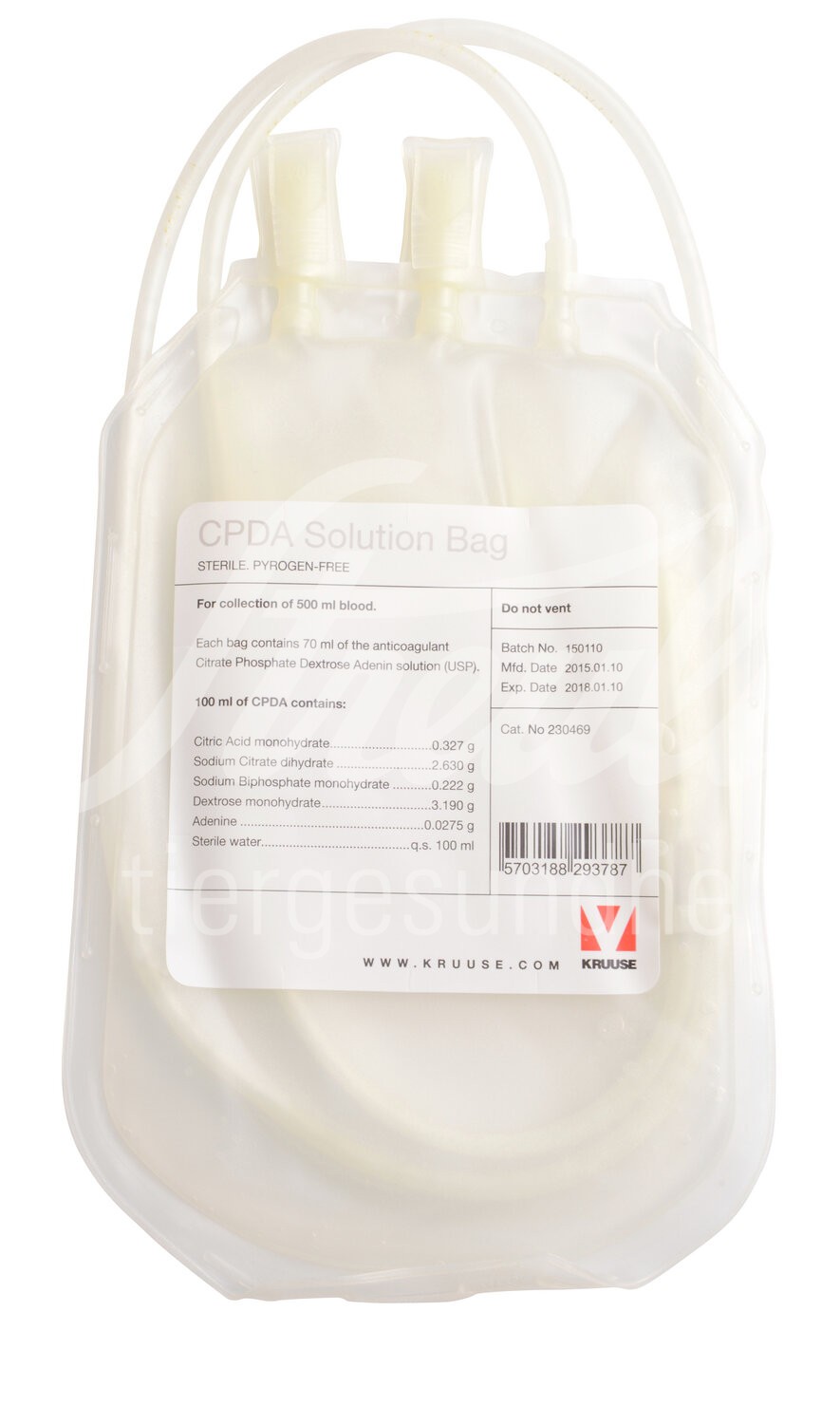 KRUUSE CPDA Beutel 500ml & Nadel 1,6 x 40mm 1 Stk.