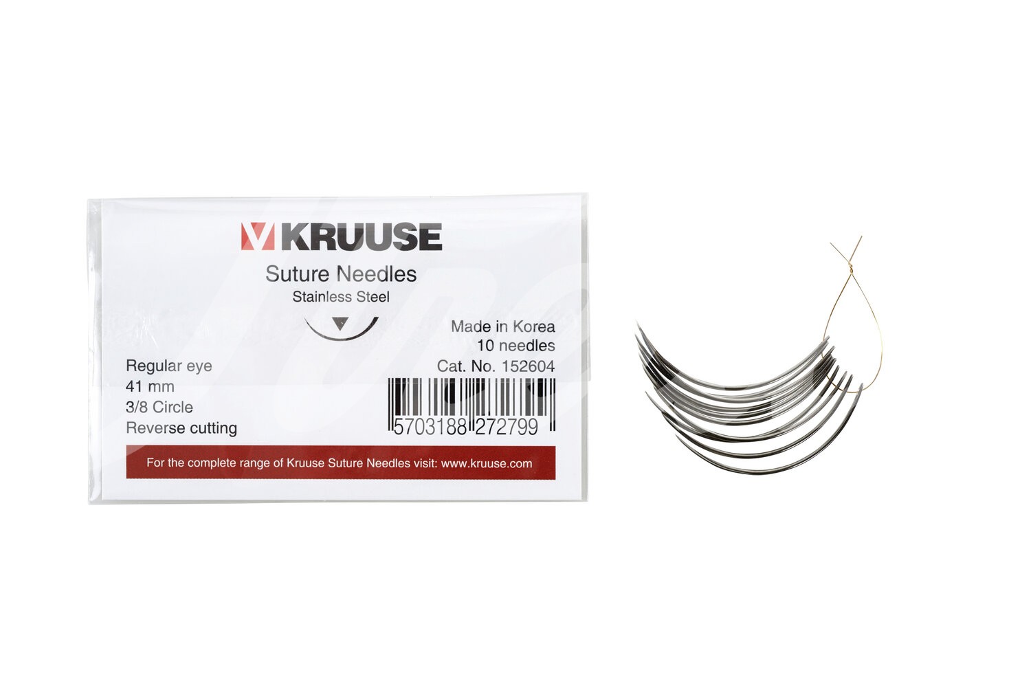 KRUUSE Wundnadel Normalöhr 3/8-Kreis aussen schn. 41mm 10Stk.