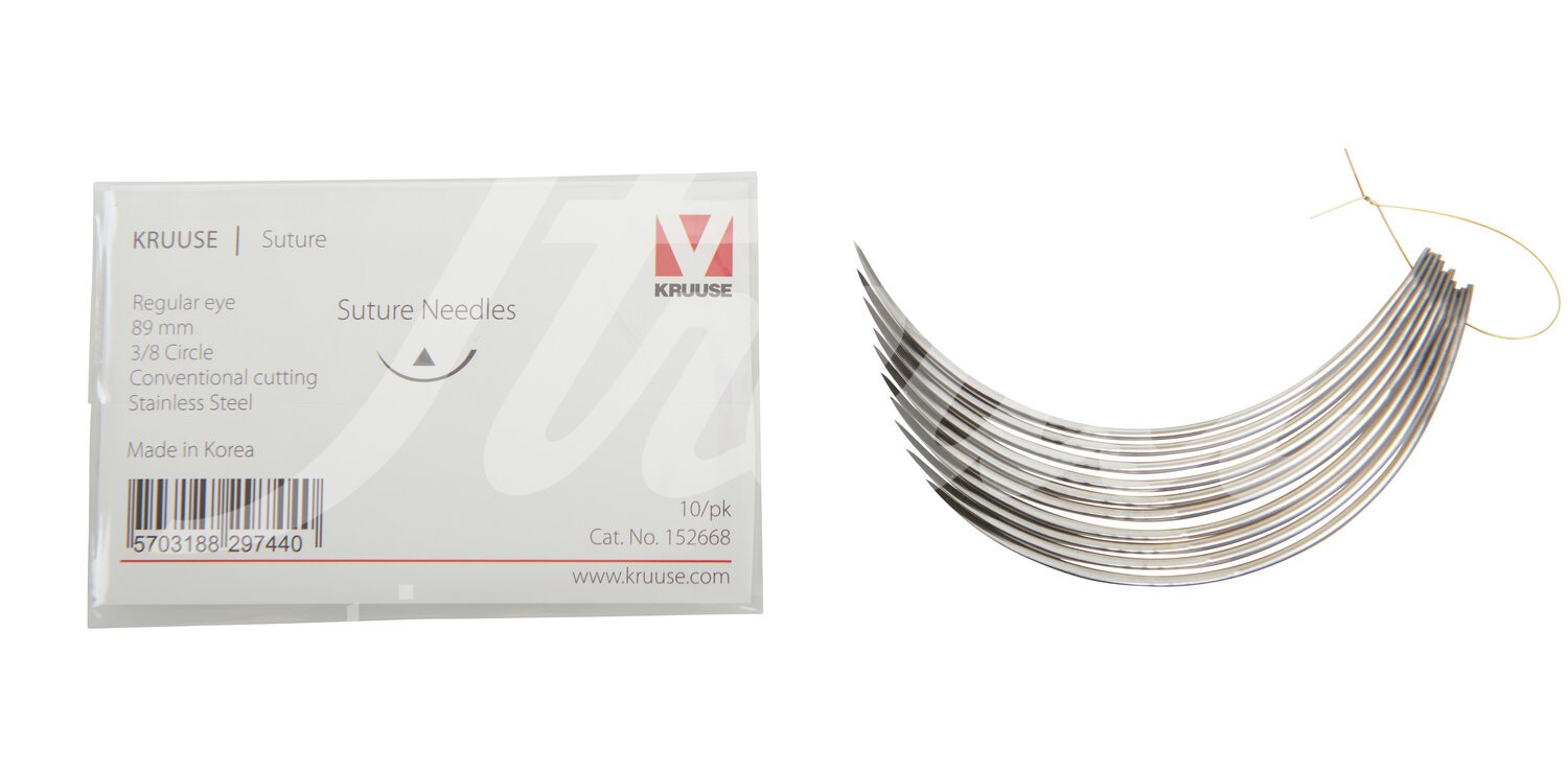 KRUUSE Wundnadel Normalöhr 3/8-Kreis innen schn. 89mm 10Stk.
