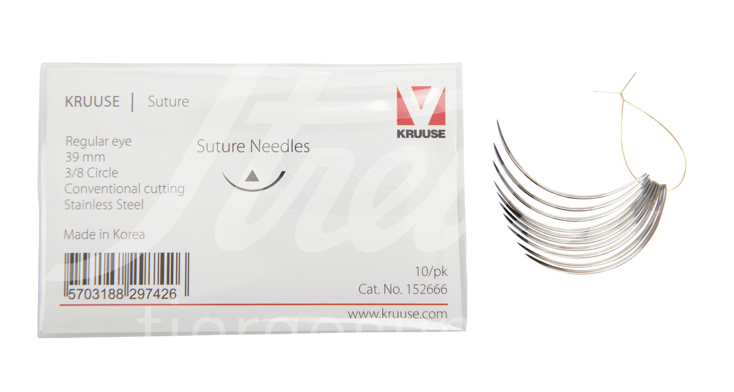 KRUUSE Wundnadel Normalöhr 3/8-Kreis innen schn. 39mm 10Stk.