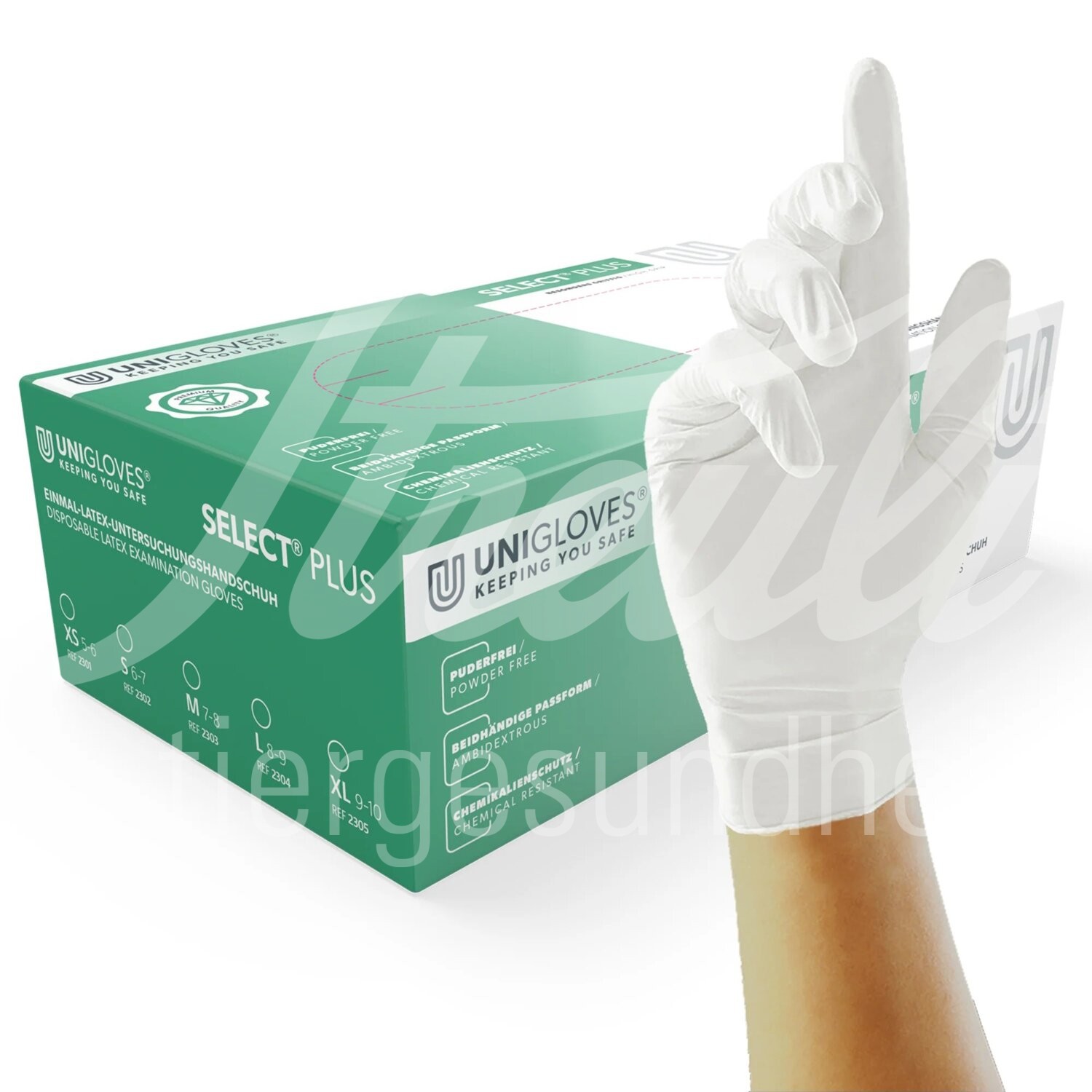 Unigloves Latex US-Handschuh Select Plus L puderfr. 100 Stk.