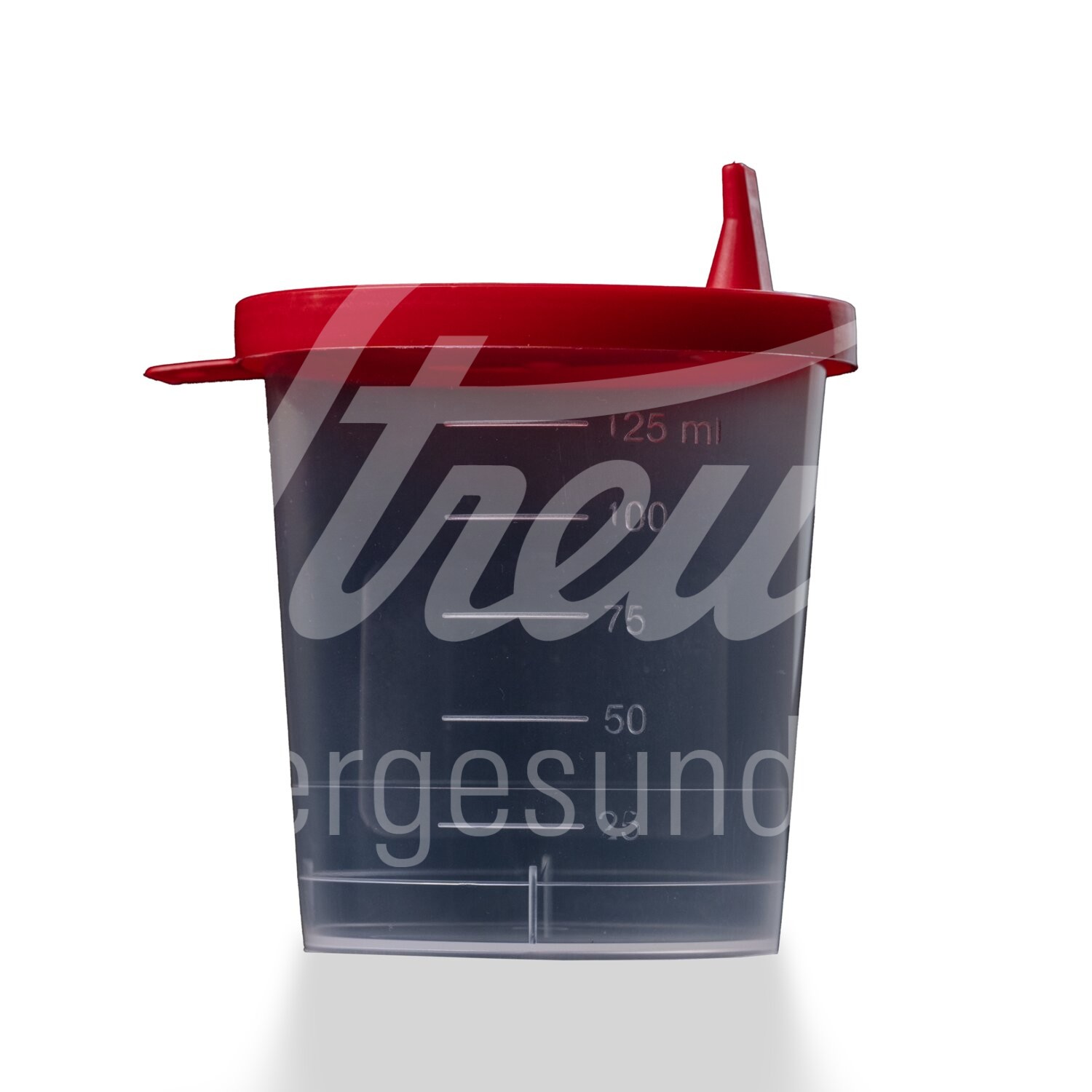 Urinbecher 125 ml unsteril mit rotem Stülpdeckel 100 Stück