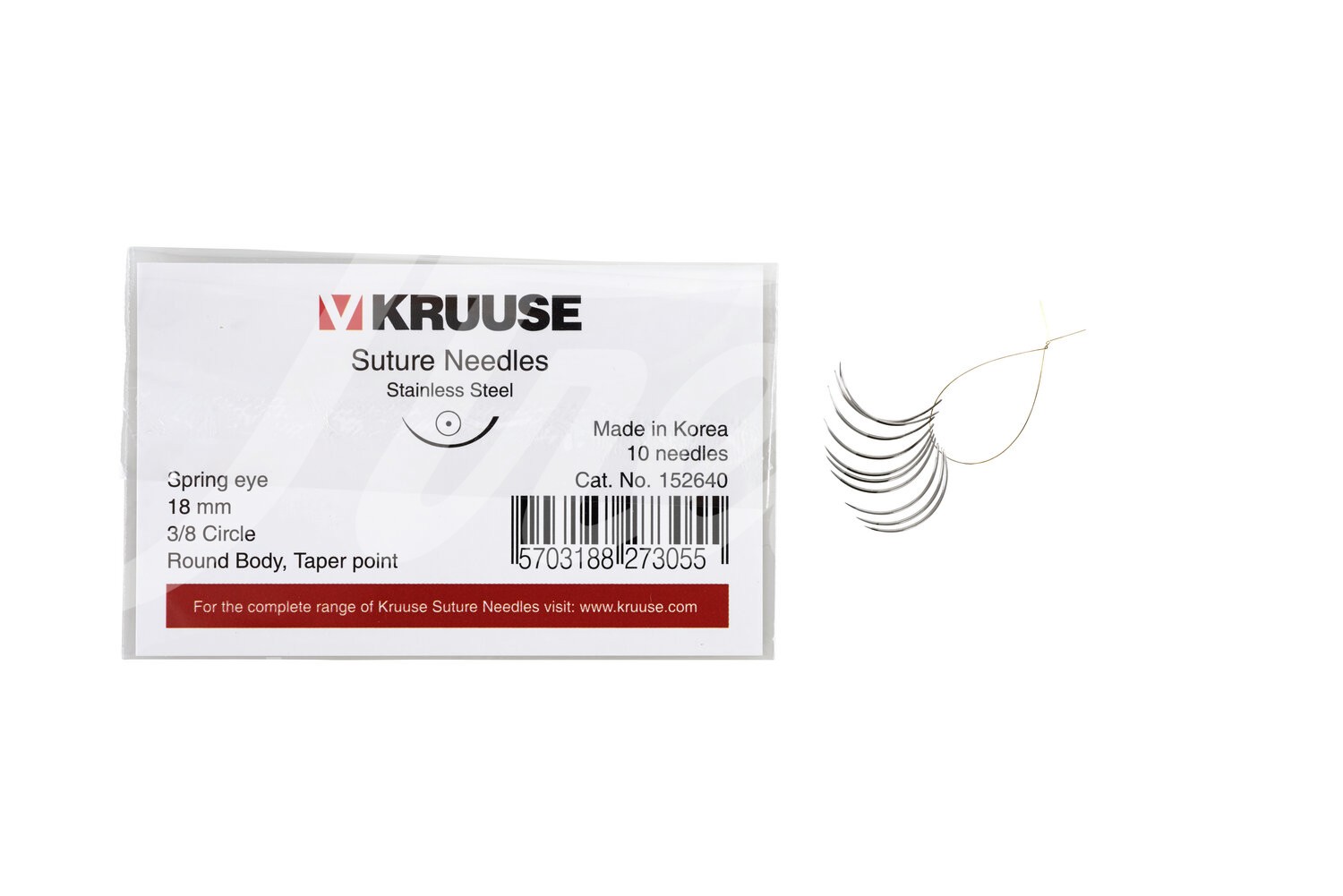 KRUUSE Wundnadel Federöhr 3/8-Kreis Rund 18mm 10 Stk.