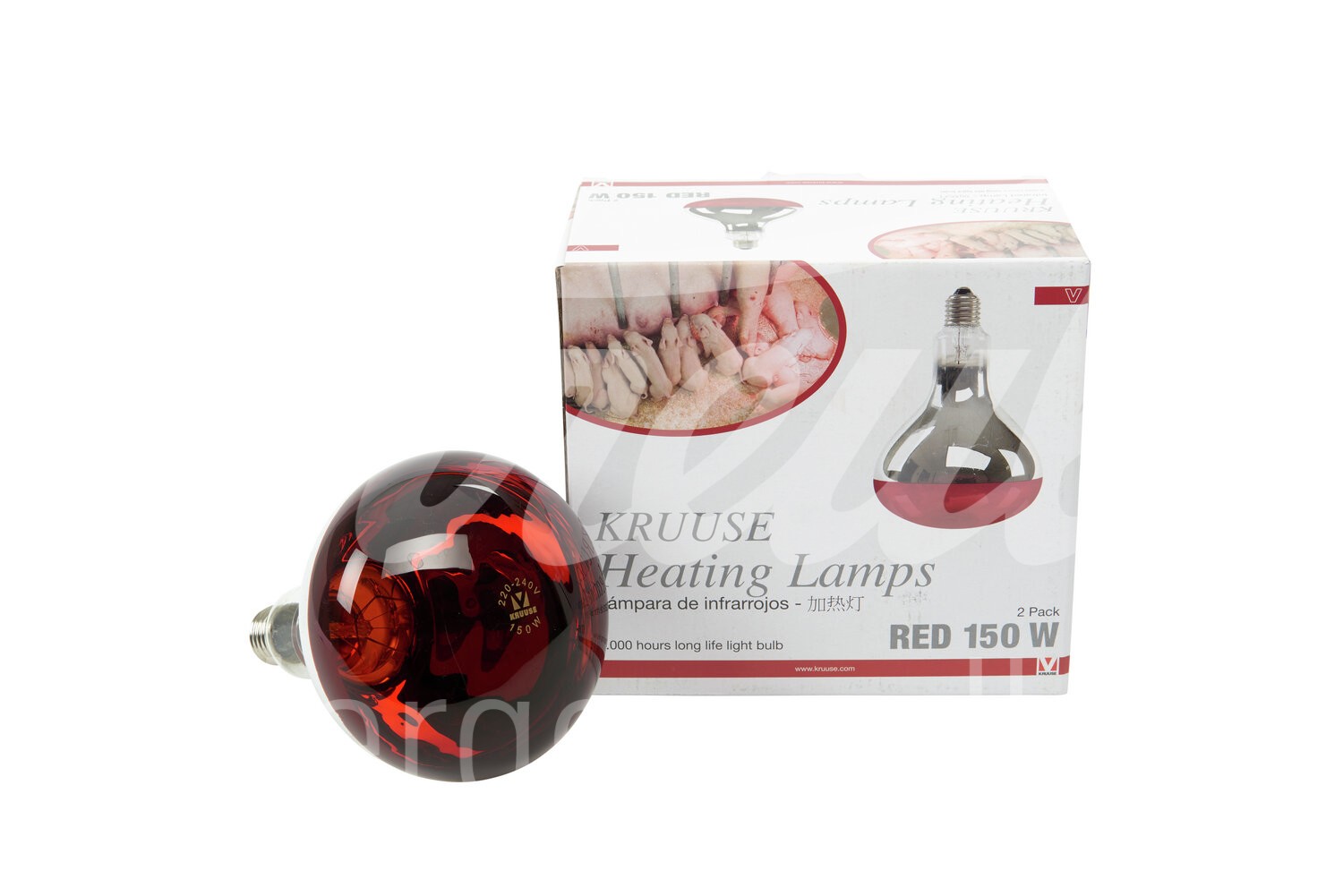 KRUUSE Heizlampe 150W rot E27 2 Stück